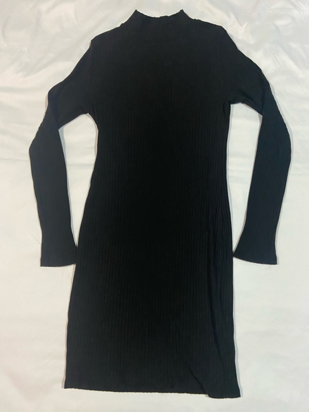 Heart Hips Black Ribbed Long-Sleeve Mock Neck Dress